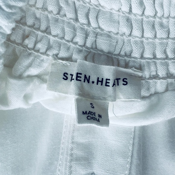 Stolen Hearts white Halter Romper wide leg open back flowy boho summer S - Picture 6 of 11